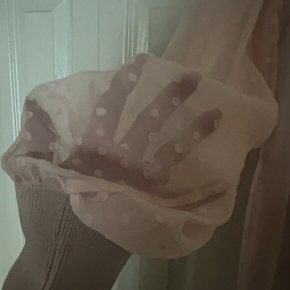 Calvin Klein Pink Top with Lace Sleeves - Picture 3 of 4